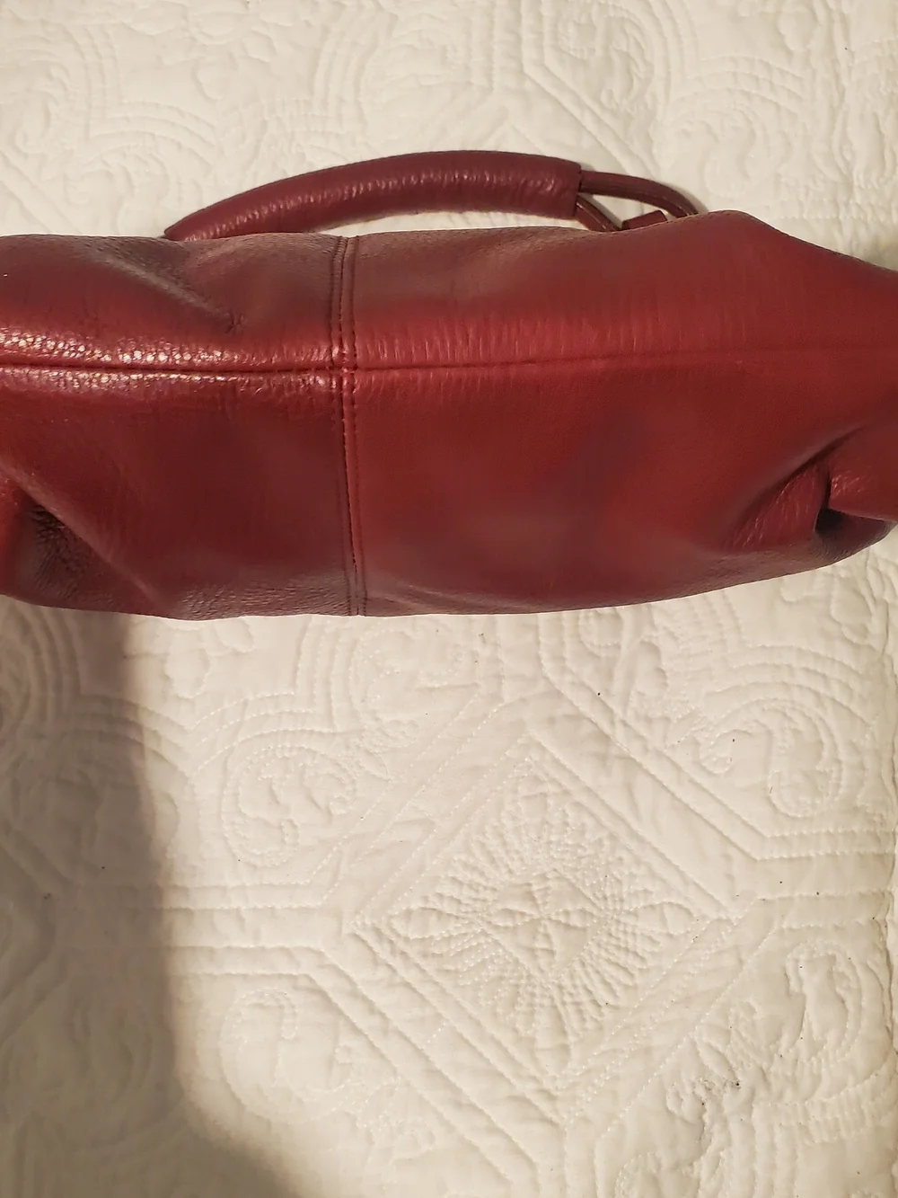 Vtg Nordstrom Red Pebbled Leather Hobo Shoulder Bag Slouchy Crescent Purse Y2K